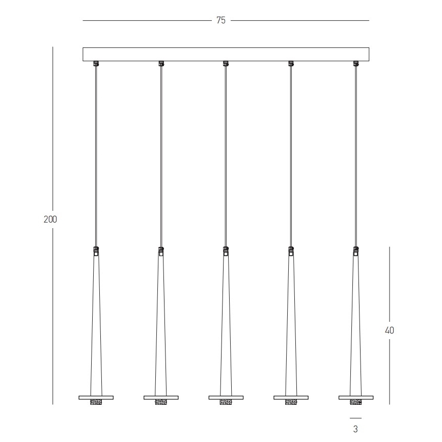 Zambelis 22112 - Himmennettävä LED-kattokruunu johdossa 5xLED/3W/230V CRI90 musta