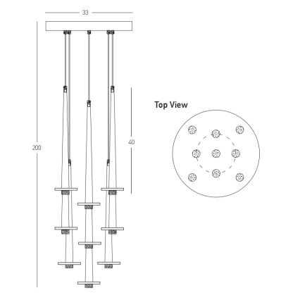 Zambelis 22113 - LED himmennettävä kattokruunu johdolla 9xLED/3W/230V CRI90 musta