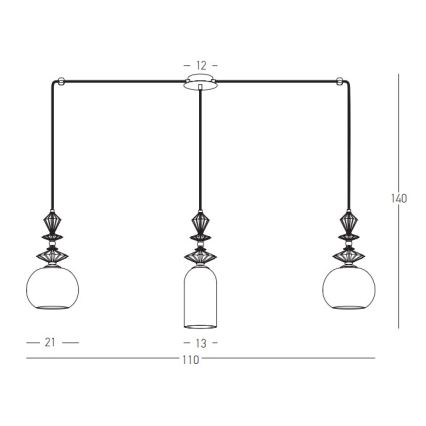 Zambelis 22153 - Kattokruunu johdossa 3xE27/40W/230V hämähäkki keramiikka