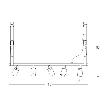 Zambelis 22224 - Kattokruunu johdossa 5xGU10/25W/230V