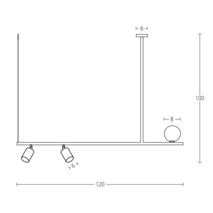 Zambelis 22227 - Kattokruunu johdossa 2xGU10/25W+G9/9W/230V