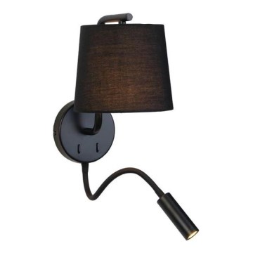 Zambelis H57 - LED-seinävalaisin LED/3W + 1xE27/40W/230V musta