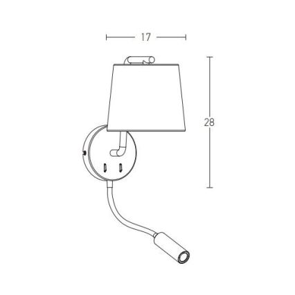 Zambelis H57 - LED-seinävalaisin LED/3W + 1xE27/40W/230V musta