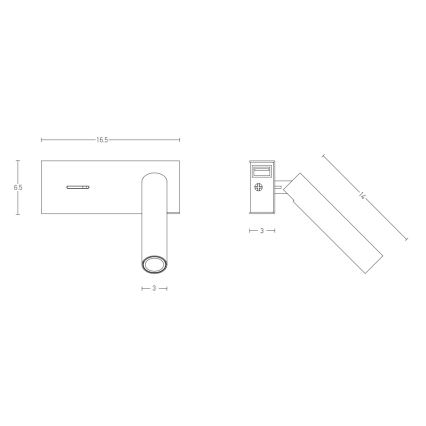 Zambelis H75 - LED-seinävalaisin LED/3W/230V USB musta