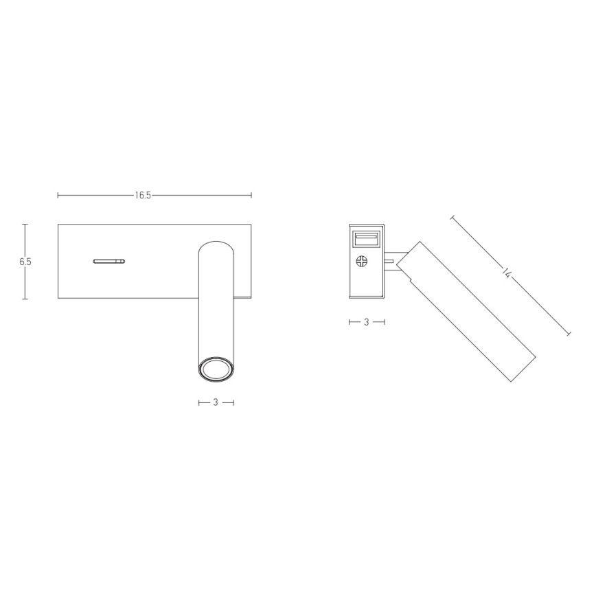 Zambelis H75 - LED-seinävalaisin LED/3W/230V USB musta