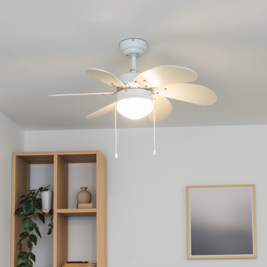 ZEVENTI - Kattotuuletin FAMARA 1xE14/60W/230V valkoinen