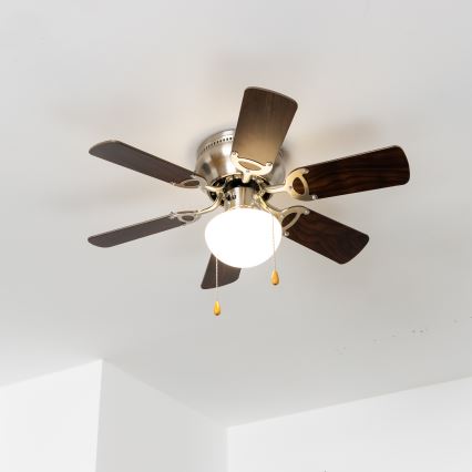ZEVENTI - Kattotuuletin GALDANA 1xE27/60W/230V ruskea/beige