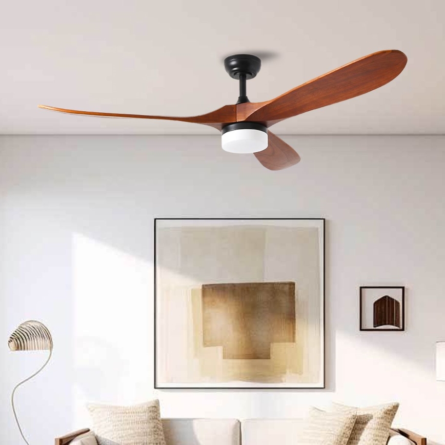 ZEVENTI - LED himmennettävä kattovalo GINOSA LED/18W/230V 3000-6000K Wi-Fi Tuya musta/tammi + kauko-ohjaus