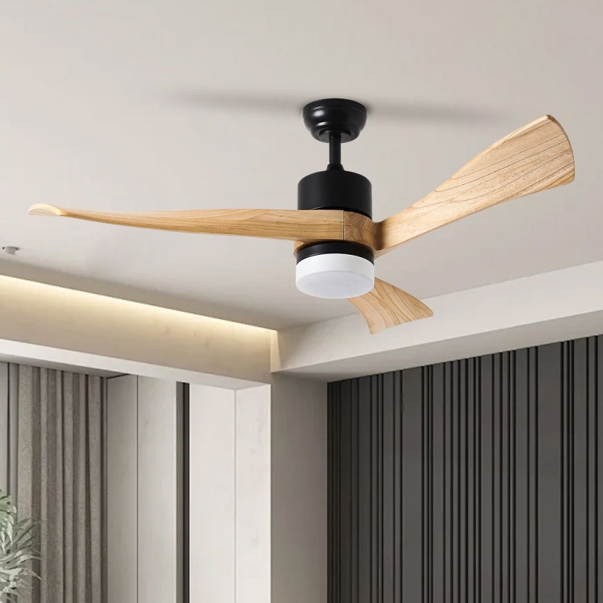 ZEVENTI - LED himmennettävä kattovalo NATURITO LED/18W/230V 3000-6000K Wi-Fi Tuya musta/tammi + kauko-ohjaus