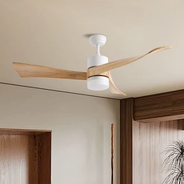 ZEVENTI - LED himmennettävä kattovalo NATURITO LED/18W/230V 3000-6000K Wi-Fi Tuya valkoinen/tammi + kauko-ohjaus