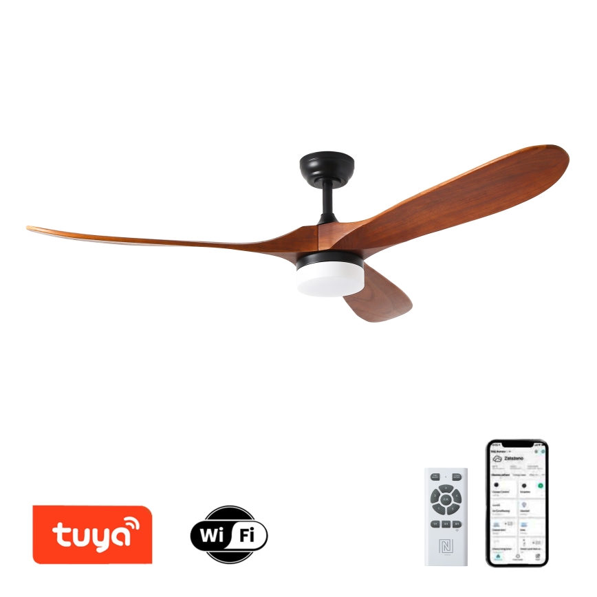 ZEVENTI - LED himmennettävä kattovalo GINOSA LED/18W/230V 3000-6000K Wi-Fi Tuya musta/tammi + kauko-ohjaus