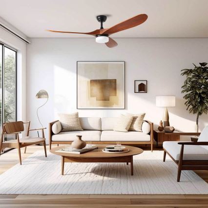 ZEVENTI - GINOSA LED-kattotuuletin LED/18W/230V 3000/4000/6000K Wi-Fi Tuya musta/tammi + kaukosäädin