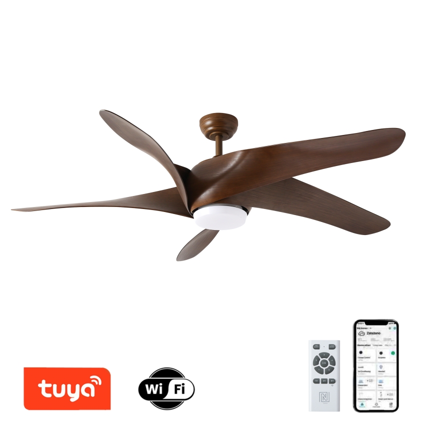 ZEVENTI - LED himmennettävä kattovalo LUCCA LED/18W/230V 3000-6000K Wi-Fi Tuya ruskea + kauko-ohjaus