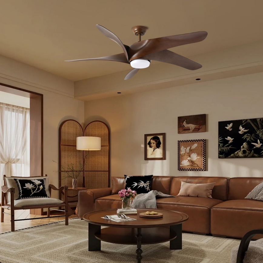 ZEVENTI - LED himmennettävä kattovalo LUCCA LED/18W/230V 3000-6000K Wi-Fi Tuya ruskea + kauko-ohjaus