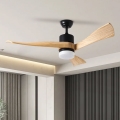 ZEVENTI - LED-kattotuuletin NATURITO LED/18W/230V 3000/4000/6000K Wi-Fi Tuya musta/tammi + kaukosäädin
