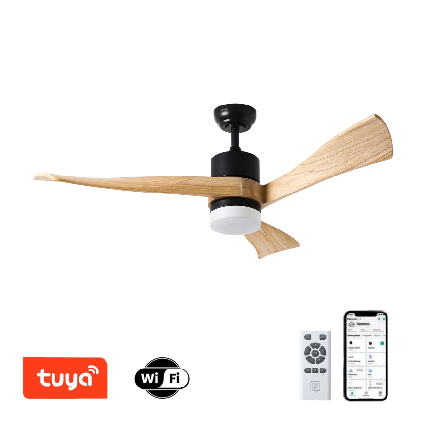 ZEVENTI - LED himmennettävä kattovalo NATURITO LED/18W/230V 3000-6000K Wi-Fi Tuya musta/tammi + kauko-ohjaus