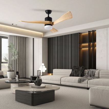 ZEVENTI - LED himmennettävä kattovalo NATURITO LED/18W/230V 3000-6000K Wi-Fi Tuya musta/tammi + kauko-ohjaus