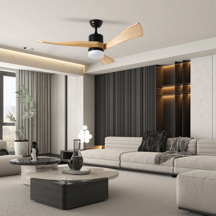 ZEVENTI - LED himmennettävä kattovalo NATURITO LED/18W/230V 3000-6000K Wi-Fi Tuya musta/tammi + kauko-ohjaus