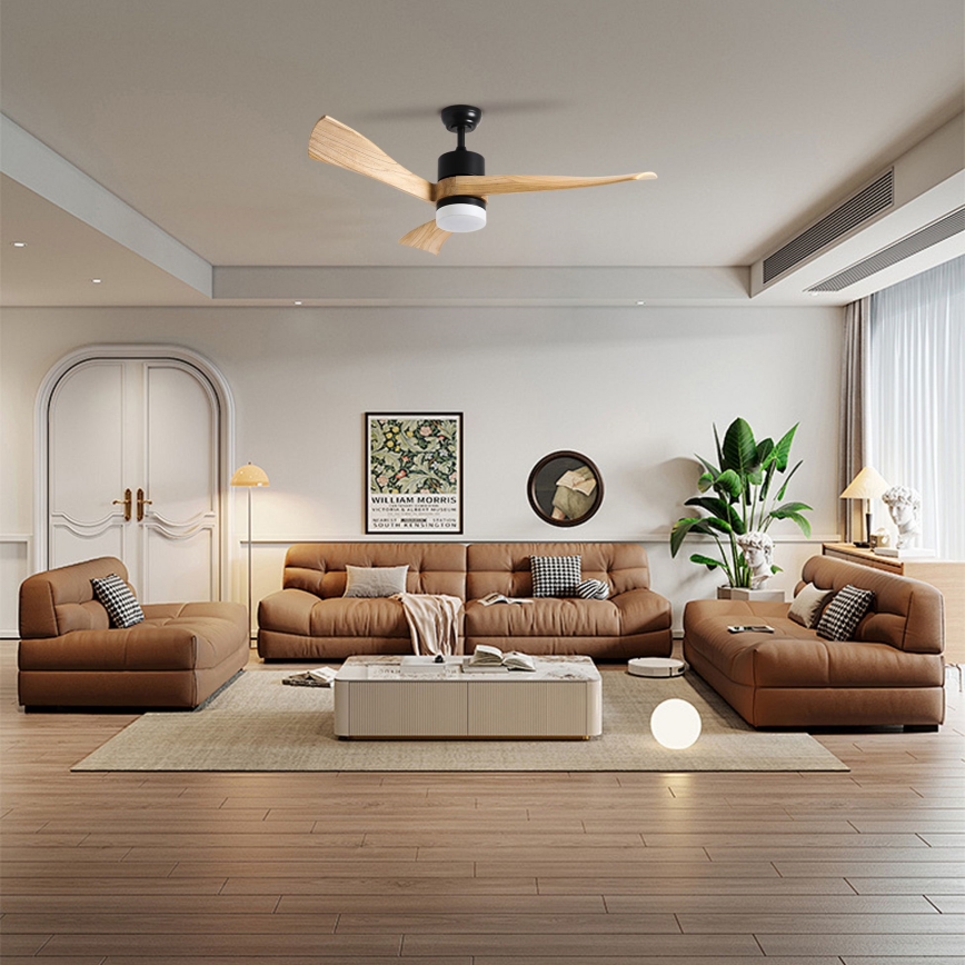 ZEVENTI - LED himmennettävä kattovalo NATURITO LED/18W/230V 3000-6000K Wi-Fi Tuya musta/tammi + kauko-ohjaus