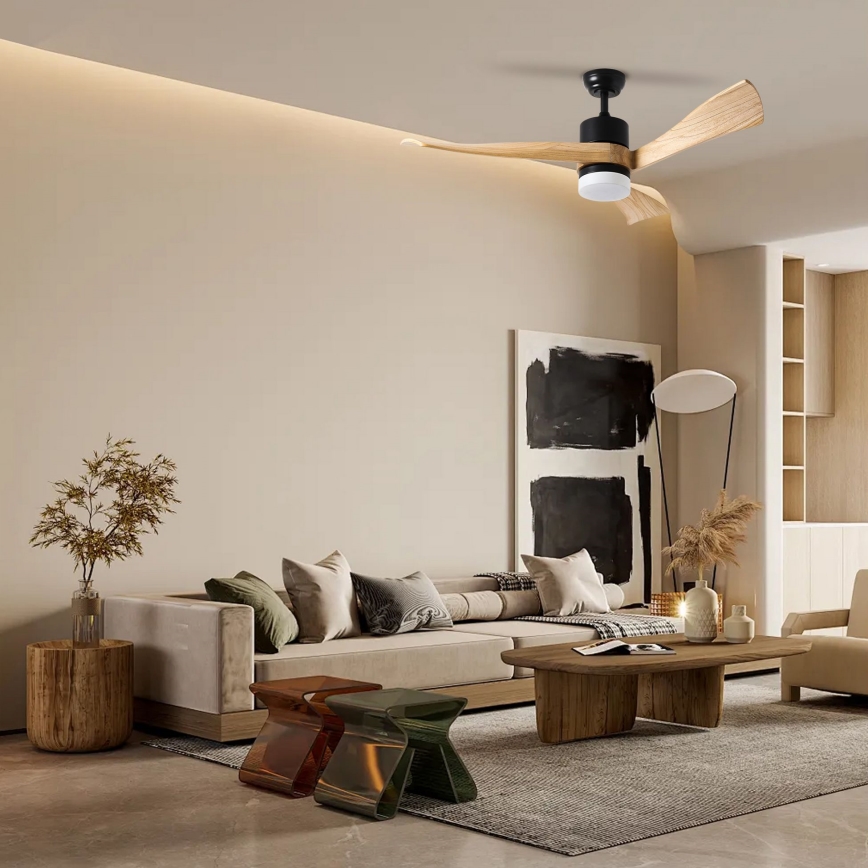 ZEVENTI - LED himmennettävä kattovalo NATURITO LED/18W/230V 3000-6000K Wi-Fi Tuya musta/tammi + kauko-ohjaus