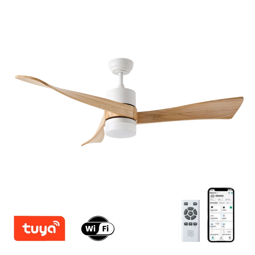 ZEVENTI - LED himmennettävä kattovalo NATURITO LED/18W/230V 3000-6000K Wi-Fi Tuya valkoinen/tammi + kauko-ohjaus