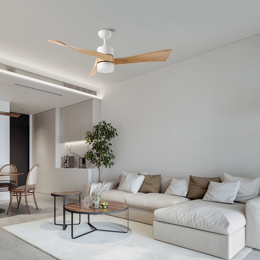 ZEVENTI - LED himmennettävä kattovalo NATURITO LED/18W/230V 3000-6000K Wi-Fi Tuya valkoinen/tammi + kauko-ohjaus