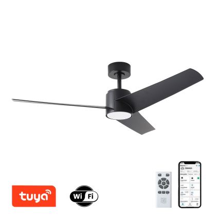 ZEVENTI - LED-kattotuuletin ORVIETO LED/18W/230V 3000-6000K Wi-Fi Tuya musta + kaukosäädin