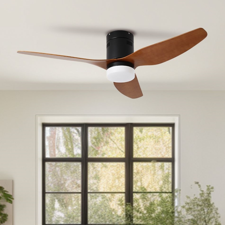 ZEVENTI - LED-kattotuuletin PADUA LED/18W/230V 3000/4000/6000K Wi-Fi Tuya musta/ruskea + kaukosäädin