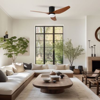 ZEVENTI - LED-kattotuuletin PADUA LED/18W/230V 3000/4000/6000K Wi-Fi Tuya musta/ruskea + kaukosäädin