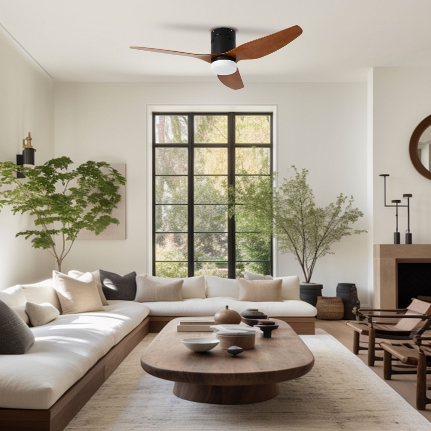 ZEVENTI - LED-kattotuuletin PADUA LED/18W/230V 3000/4000/6000K Wi-Fi Tuya musta/ruskea + kaukosäädin