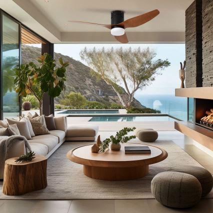 ZEVENTI - LED-kattotuuletin PADUA LED/18W/230V 3000/4000/6000K Wi-Fi Tuya musta/ruskea + kaukosäädin