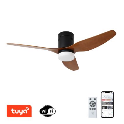 ZEVENTI - LED Kattotuuletin PADUA LED/18W/230V 3000-6000K Wi-Fi Tuya musta/ruskea + kauko-ohjaus