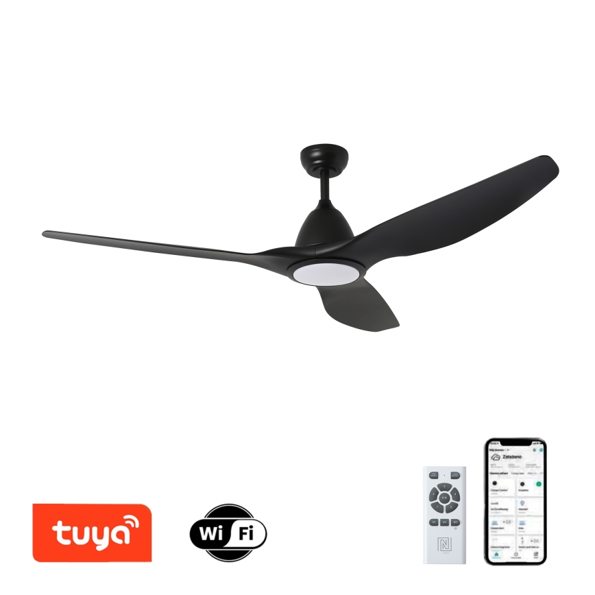 ZEVENTI - LED Kattotuuletin URBINO LED/20W/230V 3000-6000K Wi-Fi Tuya musta + kauko-ohjaus