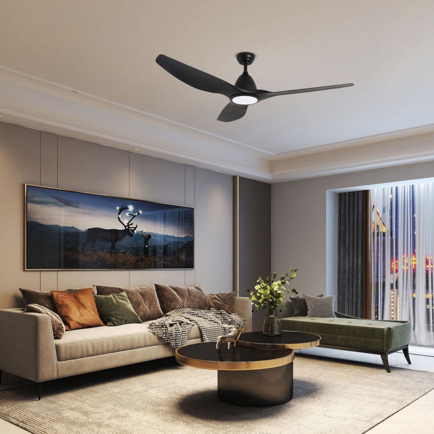 ZEVENTI - LED Kattotuuletin URBINO LED/20W/230V 3000-6000K Wi-Fi Tuya musta + kauko-ohjaus