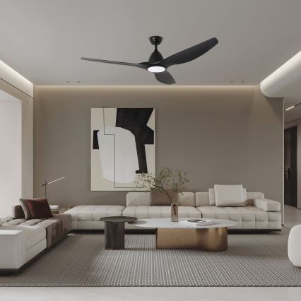 ZEVENTI - LED Kattotuuletin URBINO LED/20W/230V 3000-6000K Wi-Fi Tuya musta + kauko-ohjaus