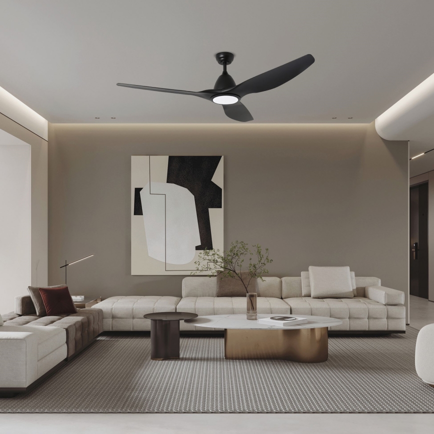 ZEVENTI - LED Kattotuuletin URBINO LED/20W/230V 3000-6000K Wi-Fi Tuya musta + kauko-ohjaus