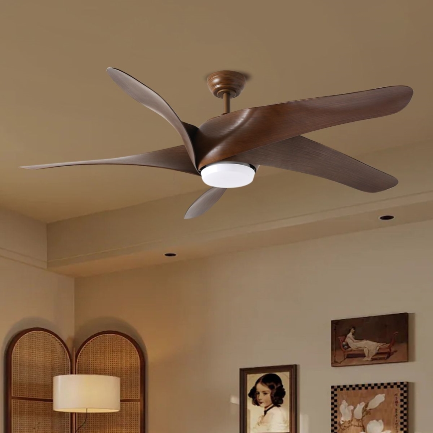 ZEVENTI - LUCCA LED-kattotuuletin LED/18W/230V 3000/4000/6000K Wi-Fi Tuya ruskea + kaukosäädin