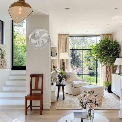 ZEVENTI - Seinäkiinnitteinen tuuletin FANNY 50W/230V halkaisija 45 cm mattakromi + kaukosäädin