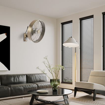 ZEVENTI - Seinäasennettava tuuletin FANNY 50W/230V halkaisija 45 cm pronssinvärinen + kaukosäädin