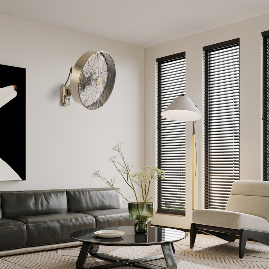ZEVENTI - Seinäasennettava tuuletin FANNY 50W/230V halkaisija 45 cm pronssinvärinen + kaukosäädin