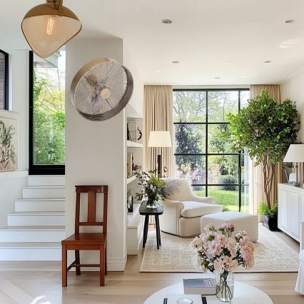 ZEVENTI - Seinäasennettava tuuletin FANNY 50W/230V halkaisija 45 cm pronssinvärinen + kaukosäädin