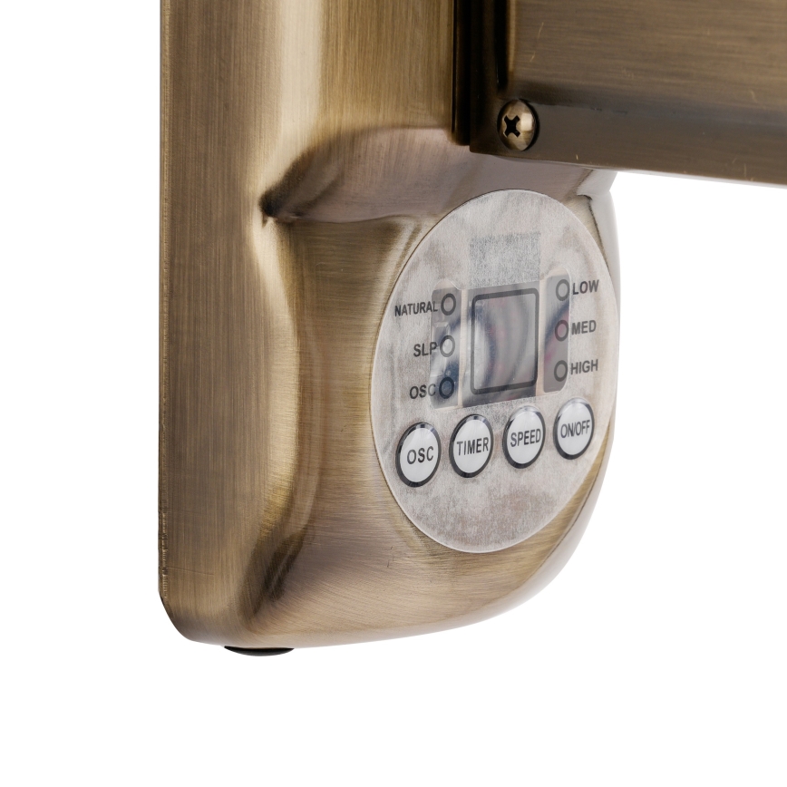 ZEVENTI - Seinäasennettava tuuletin FANNY 50W/230V halkaisija 45 cm pronssinvärinen + kaukosäädin