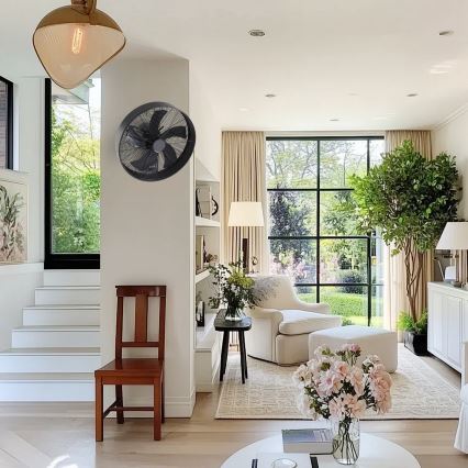 ZEVENTI - Seinäkiinnitteinen tuuletin FANNY 50W/230V, halkaisija 45 cm, musta + kaukosäädin