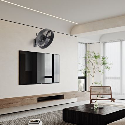 ZEVENTI - Seinäkiinnitteinen tuuletin FANNY 50W/230V, halkaisija 45 cm, musta + kaukosäädin