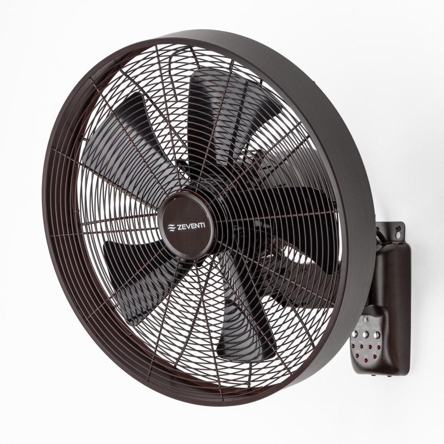 ZEVENTI - Seinätuuletin FREEZE 50W/230V halkaisija 40 cm musta/ruskea + kauko-ohjaus