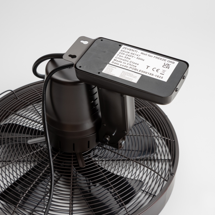 ZEVENTI - Seinätuuletin FREEZE 50W/230V halkaisija 40 cm musta/ruskea + kauko-ohjaus