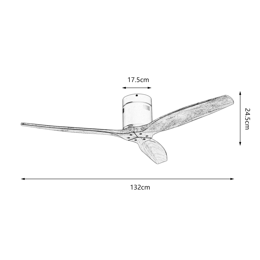 ZEVENTI - Kattotuuletin SPELLO Wi-Fi Tuya mattakromi/tammi + kaukosäädin