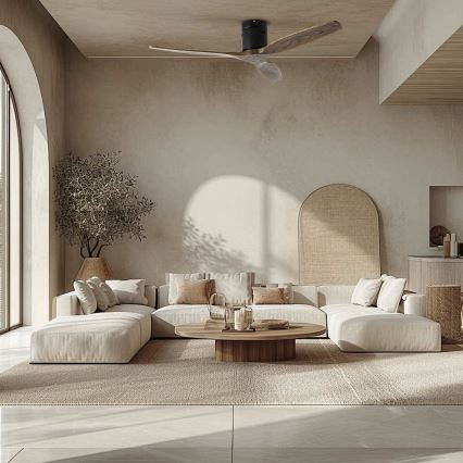 ZEVENTI - SPELLO-kattotuuletin, Tuya Wi-Fi, musta/tammi + kaukosäädin