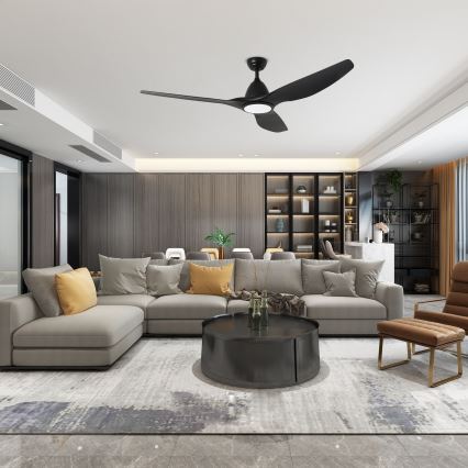 ZEVENTI - LED-kattotuuletin URBINO LED/20W/230V 3000-6000K Wi-Fi Tuya musta + kaukosäädin