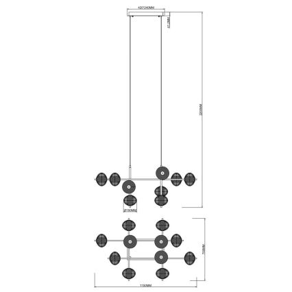 Zuma Line - LED-riippuvalaisin kaapelilla LED/63W/230V kulta